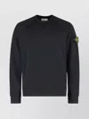 Stone Island Crew-neck Cotton Sweatshirt With Raglan Sleeves In Black