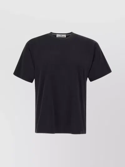 Stone Island Crew Neck Cotton T-shirt For Men In Black