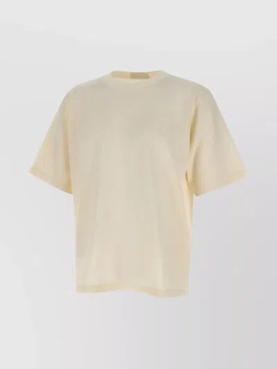 Stone Island Crew Neck Cotton T-shirt With Fringed Hems In Neutral