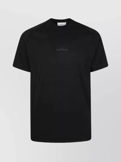 Stone Island Crew Neck Graphic Print Short Sleeves T-shirt In Black
