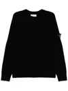 Stone Island Lightweight Wool Crew Neck Pullover In Black