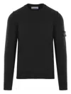 Stone Island Crew-neck Jumper With Reverse Stitch Details In Black