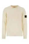 Stone Island Classic Fit Crew Neck Sweater With Distinctive Badge In Nude