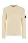 Stone Island Classic Fit Crew Neck Sweater With Distinctive Badge In Nude