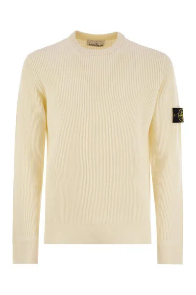 STONE ISLAND STONE ISLAND CREW-NECK JUMPER WITH RIBBED EDGES