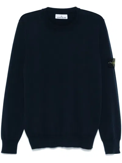 Stone Island Crew Neck Jumper With Small Lapel