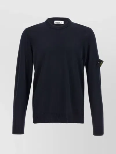 STONE ISLAND CREW NECK KNIT SWEATER WITH RIBBED FINISH
