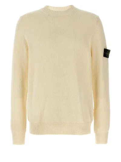 Stone Island Crew Neck Knitted Cotton Sweater In Multi