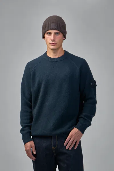 Stone Island Crew Neck Knitted Sweatshirt In Blue