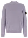 Stone Island Badge Crew Neck Sweater In Purple