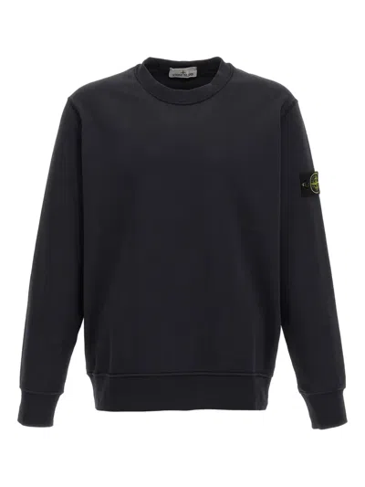 Stone Island Crew-neck Logo-badge Sweatshirt In Black