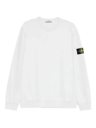 Stone Island Crew-neck Logo-patch Sweatshirt In White