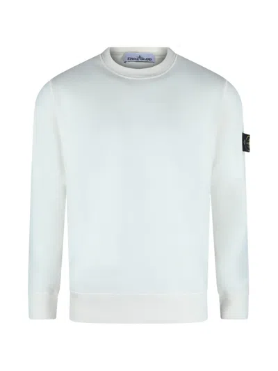 Stone Island Crew-neck Logo-patch Sweatshirt In White