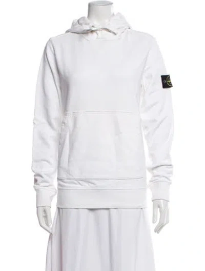 Pre-owned Stone Island Crew Neck Long Sleeve Hoodie In White