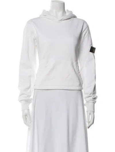Pre-owned Stone Island Crew Neck Long Sleeve Hoodie In White