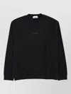 Stone Island Crew Neck Long Sleeve Ribbed Sweater In Black