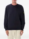 Stone Island Classic Round-neck Sweatshirt With Ribbed Cuffs In Blue