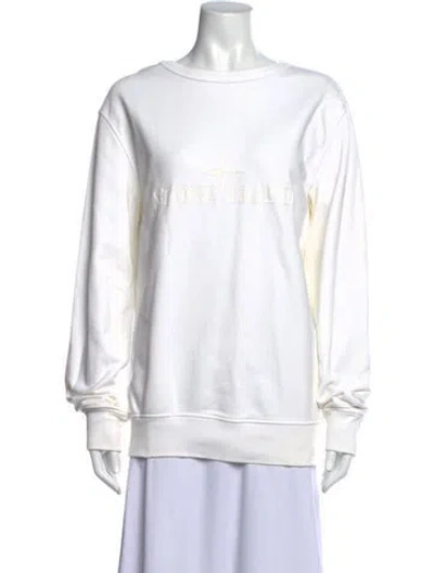 Pre-owned Stone Island Crew Neck Long Sleeve Sweatshirt In White