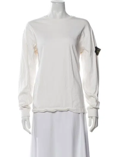 Pre-owned Stone Island Crew Neck Long Sleeve Sweatshirt In White