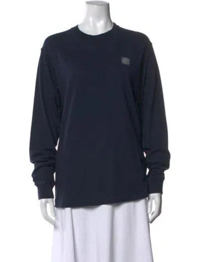 Pre-owned Stone Island Crew Neck Long Sleeve T-shirt In Blue