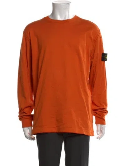 Pre-owned Stone Island Crew Neck Long Sleeve T-shirt In Orange