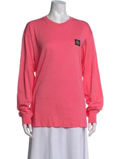 Pre-owned Stone Island Crew Neck Long Sleeve T-shirt W/ Tags In Pink