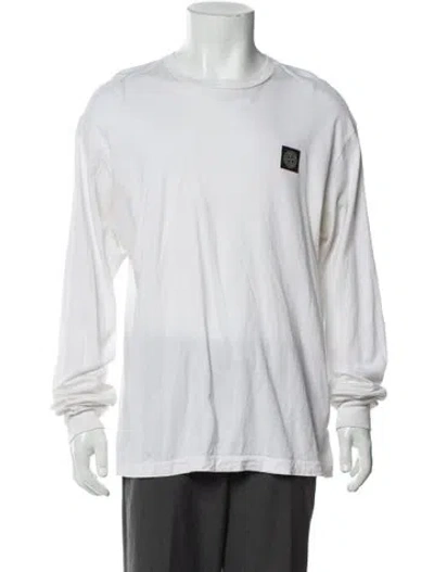 Pre-owned Stone Island Crew Neck Long Sleeve T-shirt In White