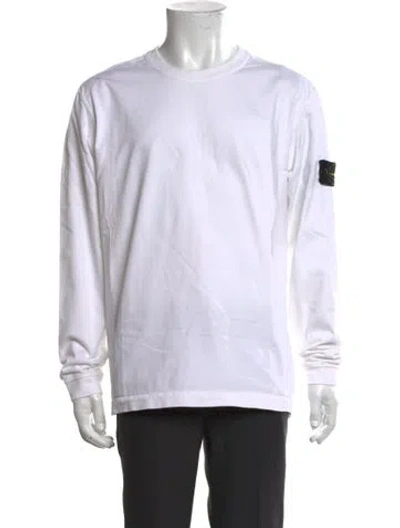 Pre-owned Stone Island Crew Neck Long Sleeve T-shirt In White