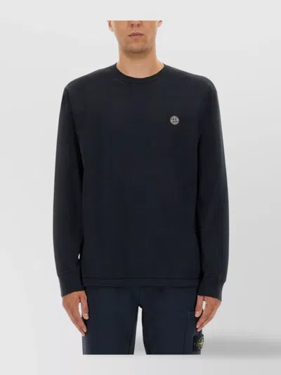 Stone Island Crew Neck Long Sleeves T-shirt In Black