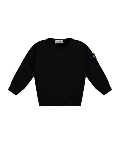 Stone Island Crew Neck Long-sleeved Sweatshirt In Black