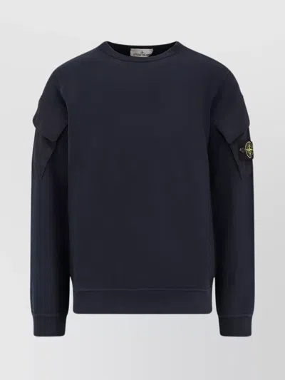 Stone Island Crew-neck Organic Cotton Sweatshirt In Blue