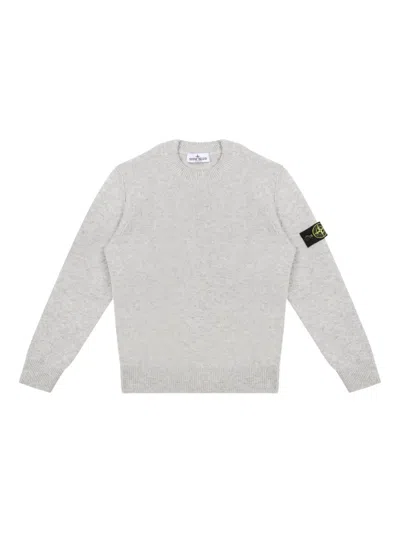 Stone Island Kids' Crew-neck Patch Sweater In Gray