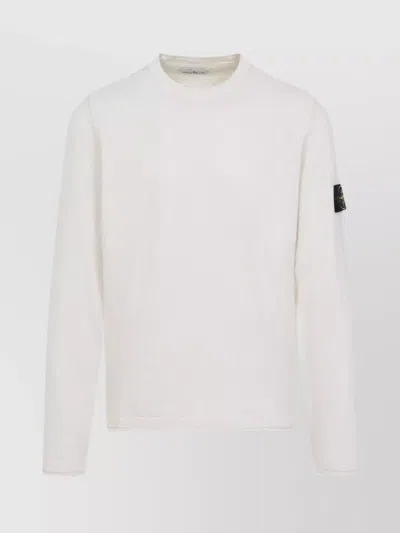 Stone Island Crew Neck Pullover In Cotton And Polyamide Blend In White