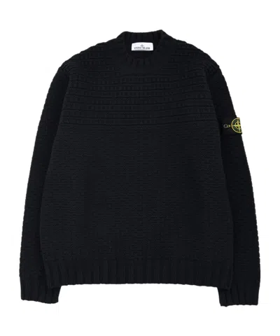 Stone Island Crew Neck Pullover Sweater In Blue