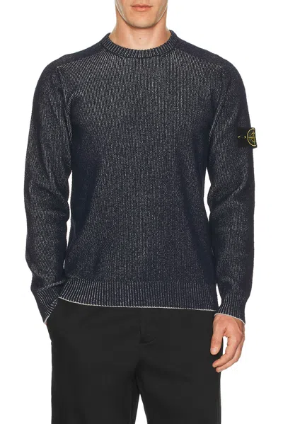 Stone Island Crew Neck Rib Cotton Jumper In Black