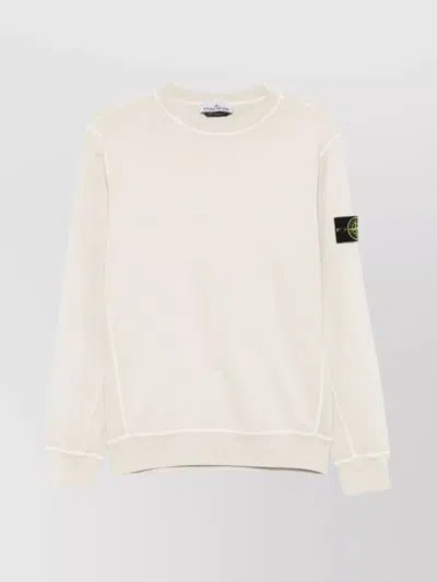 STONE ISLAND CREW NECK RIBBED HEM SWEATSHIRT