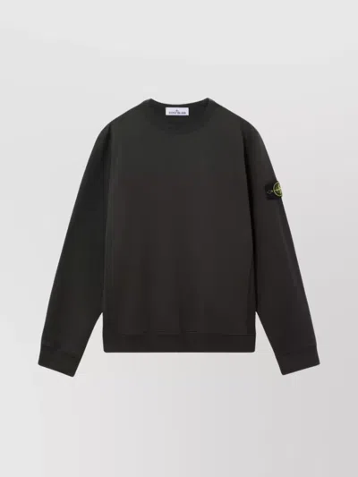 STONE ISLAND CREW NECK RIBBED SWEATSHIRT