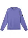 Stone Island Mens Lavender Logo-badge Crewneck Cotton-knit Jumper In Purple