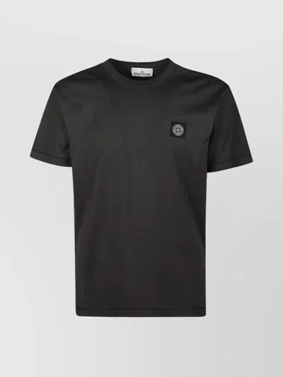 Stone Island Crew Neck Short Sleeve Basic T-shirt In Black