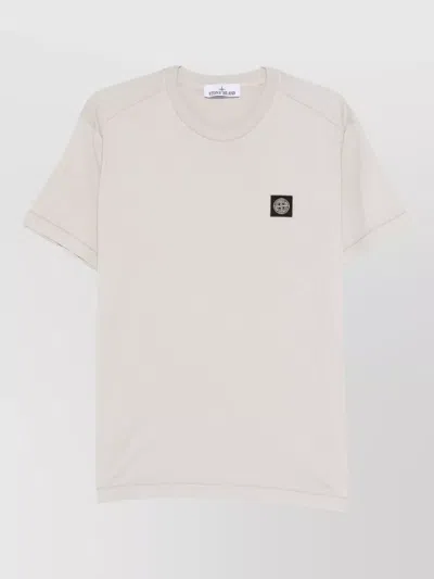 Stone Island Crew Neck Short Sleeve Cotton Jersey Top In Neutral