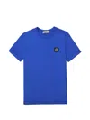 Stone Island Crew Neck Short Sleeve T-shirt With Logo In Blue