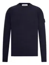 Stone Island Wool Round Neck Sweater In Blue