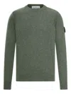 Stone Island Crew Neck Wool Sweater In Green