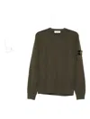 Stone Island Crew Neck Sweater Ribbed Cuffs In Green