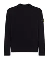 Stone Island Lightweight Wool Crew Neck Sweater With Raglan Sleeves Clothing In Black