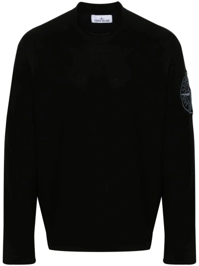 Stone Island Crew Neck Sweater In Black