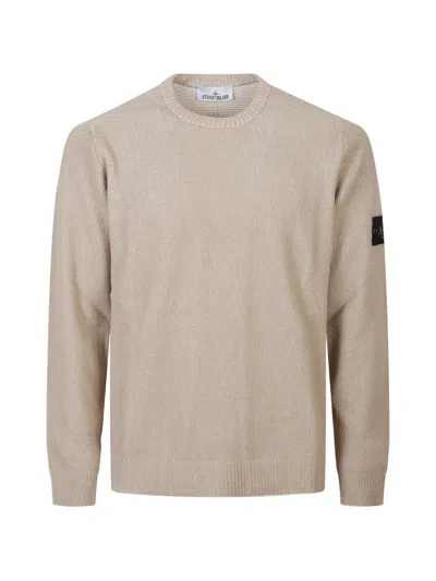 Stone Island Regular-fit Crewneck Sweatshirt Organic Cotton Waffle Fleece In Neutral