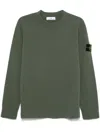 Stone Island Classic Crew Neck Sweater With Ribbed Detailing In Green