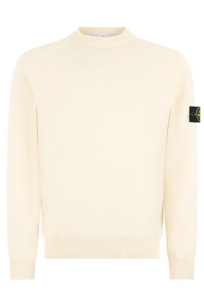 Stone Island Crew Neck Sweater In Cotton In Neutral