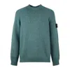 Stone Island Crew-neck Sweater In Mouliné Wool And Nylon Blend In Green
